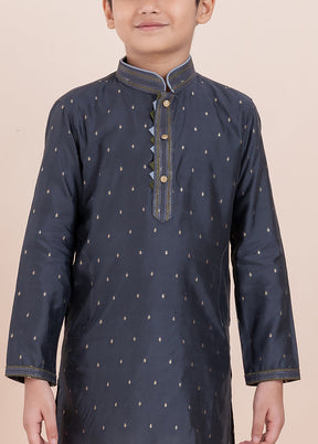 Black Cotton Silk Kurta Pajama Set