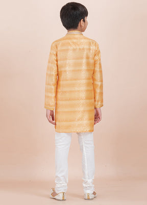 Yellow Cotton Silk Kurta Pajama Set