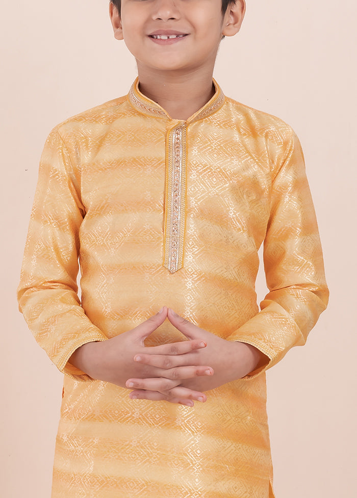Yellow Cotton Silk Kurta Pajama Set