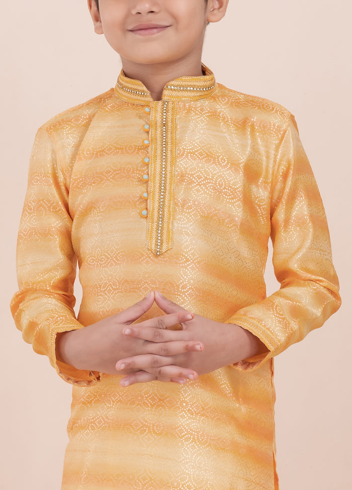 Yellow Cotton Silk Kurta Pajama Set