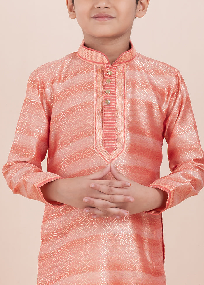 Orange Cotton Silk Kurta Pajama Set