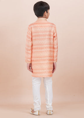 Orange Cotton Silk Kurta Pajama Set