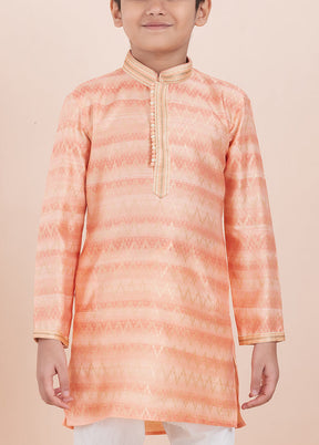 Orange Cotton Silk Kurta Pajama Set