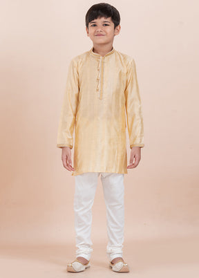 Yellow Cotton Silk Kurta Pajama Set