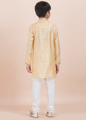 Yellow Cotton Silk Kurta Pajama Set