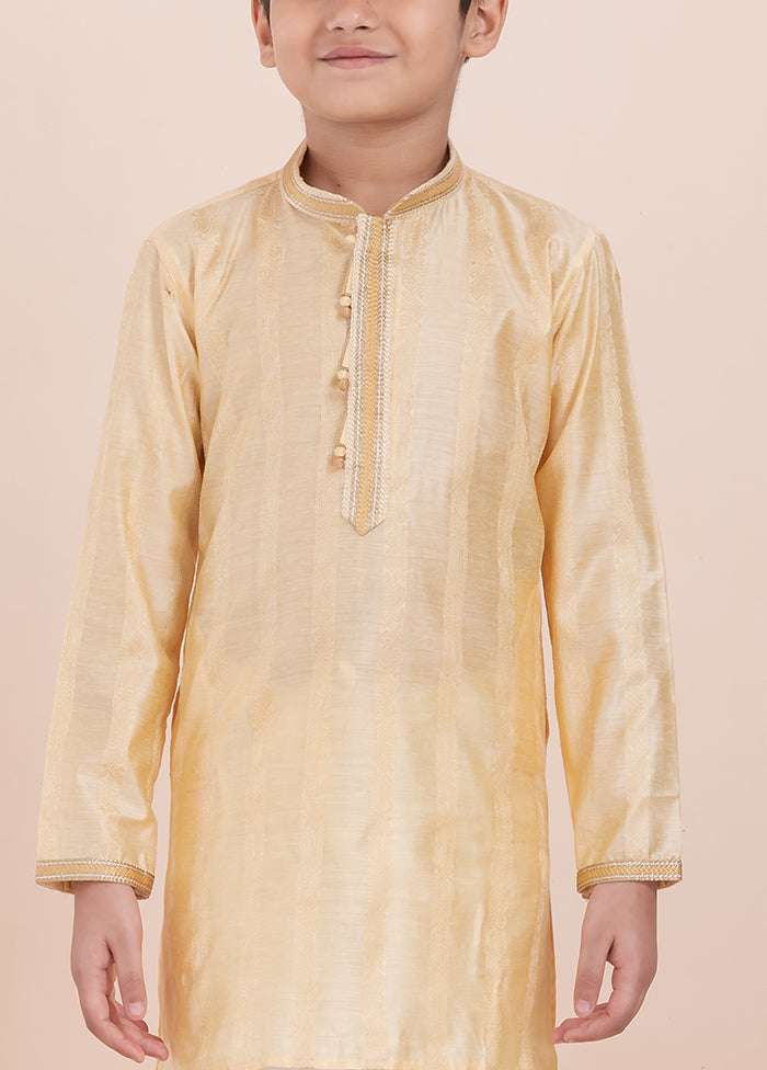 Yellow Cotton Silk Kurta Pajama Set