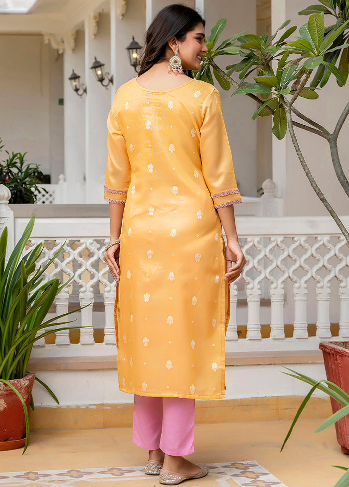 Yellow Readymade Silk Kurti
