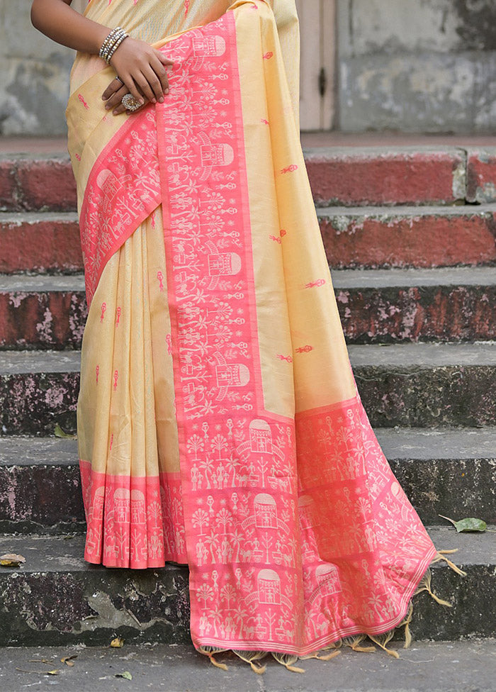 Pink Dupion Silk Saree With Blouse Piece