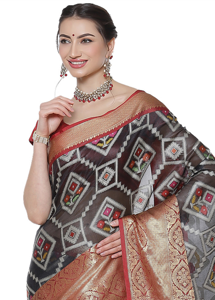 Black Silk Zari Saree Without Blouse Piece - Indian Silk House Agencies