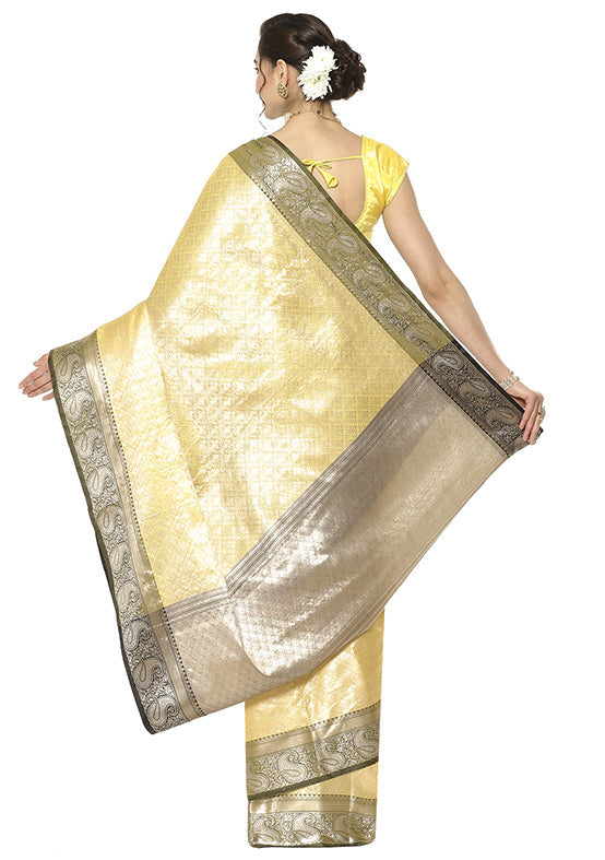 Yellow Silk Saree With Blouse Piece - Indian Silk House Agencies