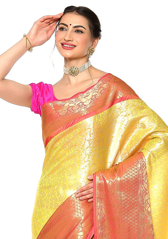 Beige Silk Zari Saree Without Blouse Piece - Indian Silk House Agencies