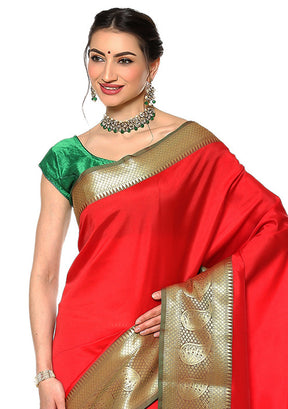 Red Silk Saree With Blouse Piece - Indian Silk House Agencies