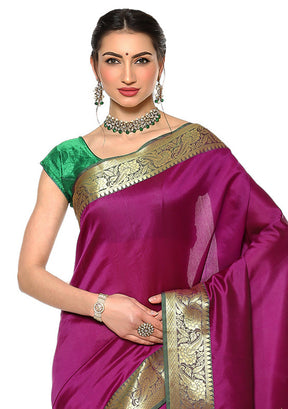 Purple Silk Saree With Blouse Piece - Indian Silk House Agencies