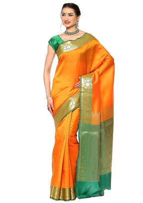 Mustard Silk Saree With Blouse Piece - Indian Silk House Agencies