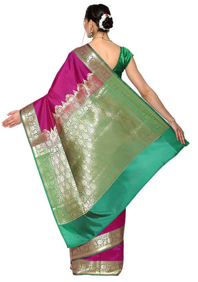 Purple Silk Saree With Blouse Piece - Indian Silk House Agencies