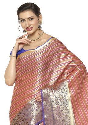 Light Red Silk Saree With Blouse Piece - Indian Silk House Agencies