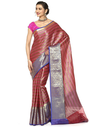 Red Silk Saree With Blouse Piece - Indian Silk House Agencies