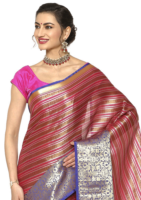 Red Silk Saree With Blouse Piece - Indian Silk House Agencies