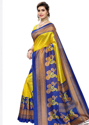 Yellow Spun Silk Woven Saree With Blouse Piece - Indian Silk House Agencies