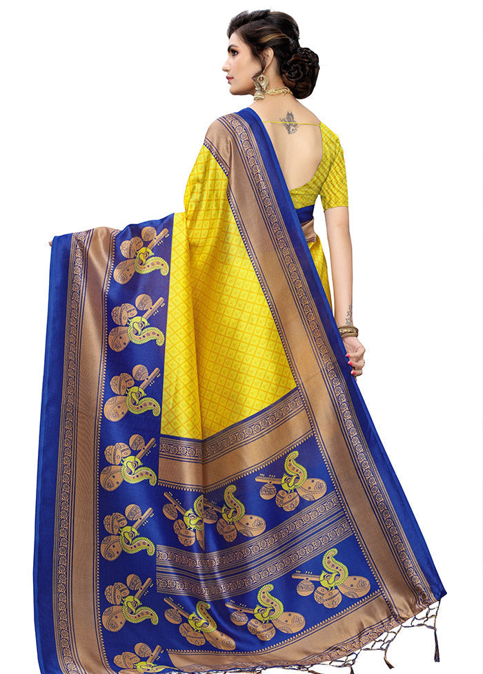 Yellow Spun Silk Woven Saree With Blouse Piece - Indian Silk House Agencies