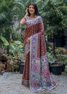 Coffee Tussar Silk Saree With Blouse Piece