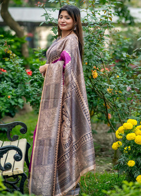 Wine Tussar Silk Saree With Blouse Piece