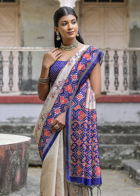 Peach Tussar Silk Saree With Blouse Piece