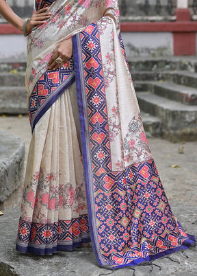 Peach Tussar Silk Saree With Blouse Piece