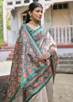 Peach Tussar Silk Saree With Blouse Piece