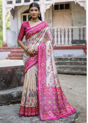 Pink Tussar Silk Saree With Blouse Piece