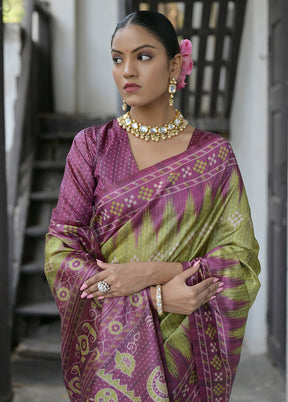 Mehendi Tussar Silk Saree With Blouse Piece