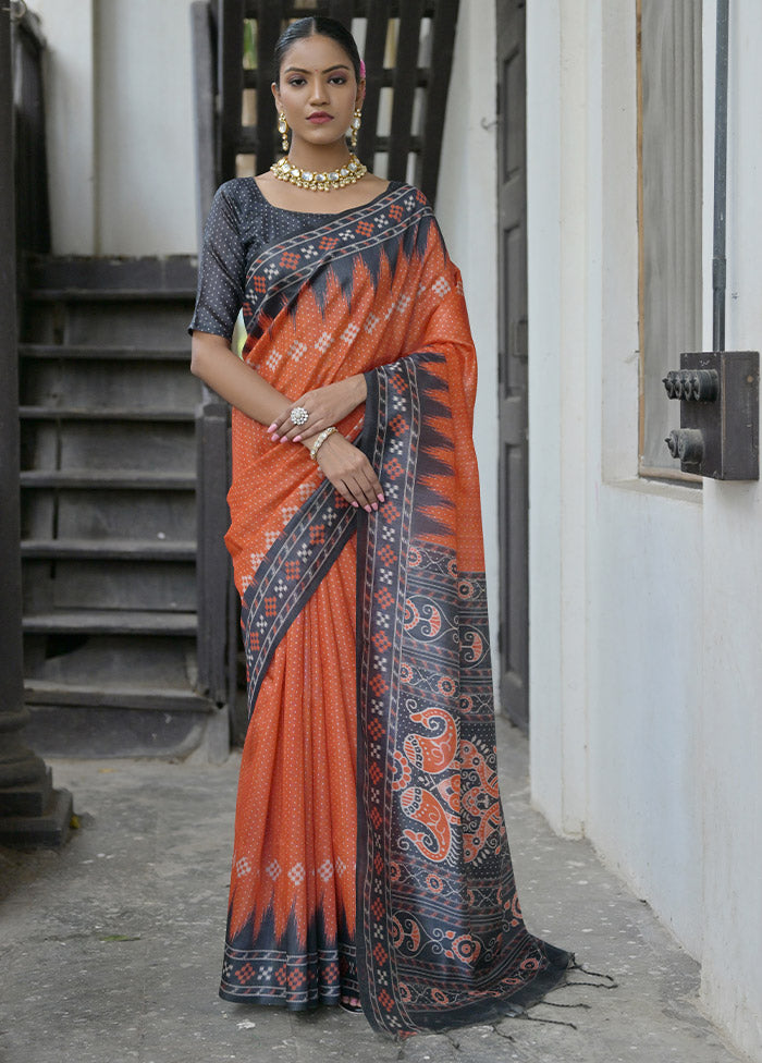 Red Tussar Silk Saree With Blouse Piece