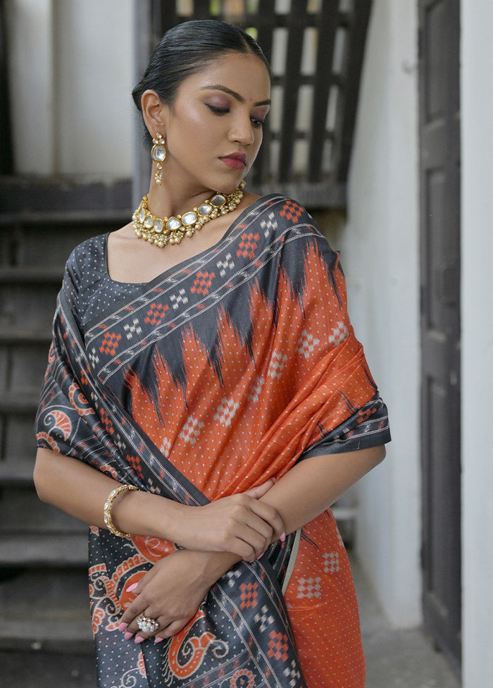 Red Tussar Silk Saree With Blouse Piece