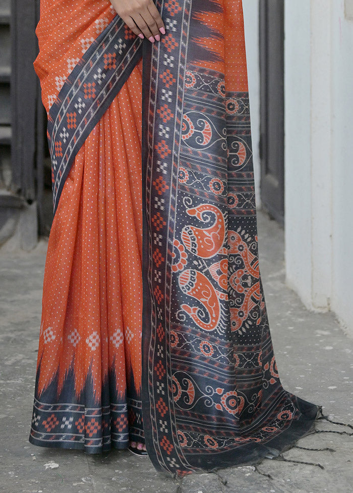 Red Tussar Silk Saree With Blouse Piece