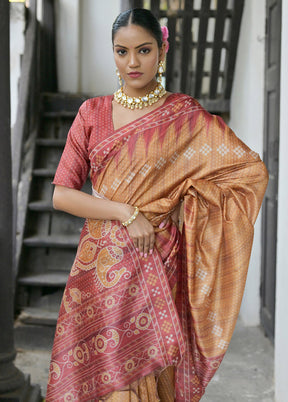 Yellow Tussar Silk Saree With Blouse Piece