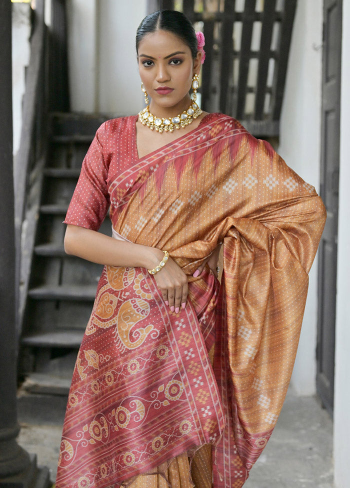 Yellow Tussar Silk Saree With Blouse Piece