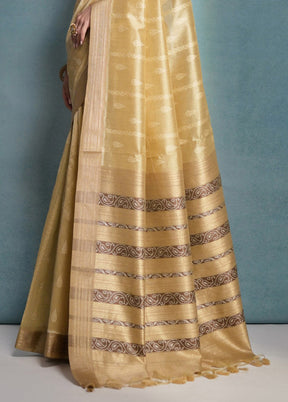 Cream Dupion Silk Saree With Blouse Piece