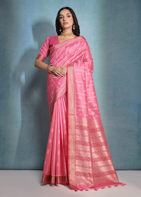 Pink Dupion Silk Saree With Blouse Piece