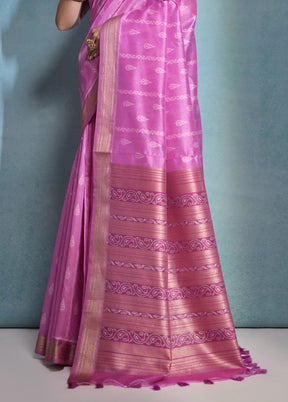 Pink Dupion Silk Saree With Blouse Piece