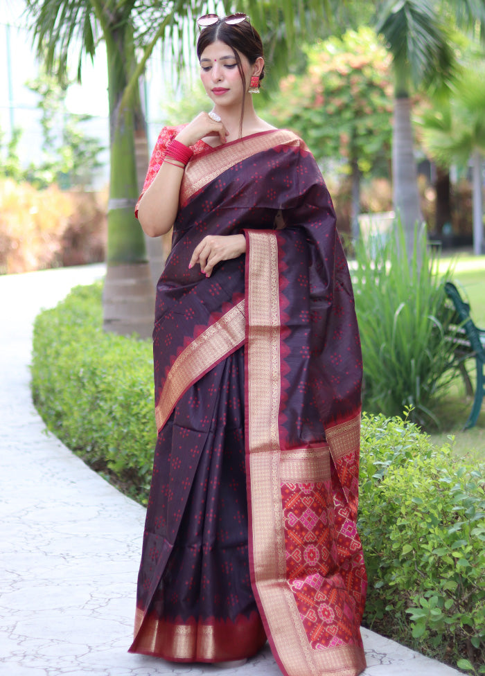 Brown Tussar Silk Saree With Blouse Piece