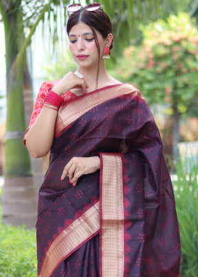 Brown Tussar Silk Saree With Blouse Piece