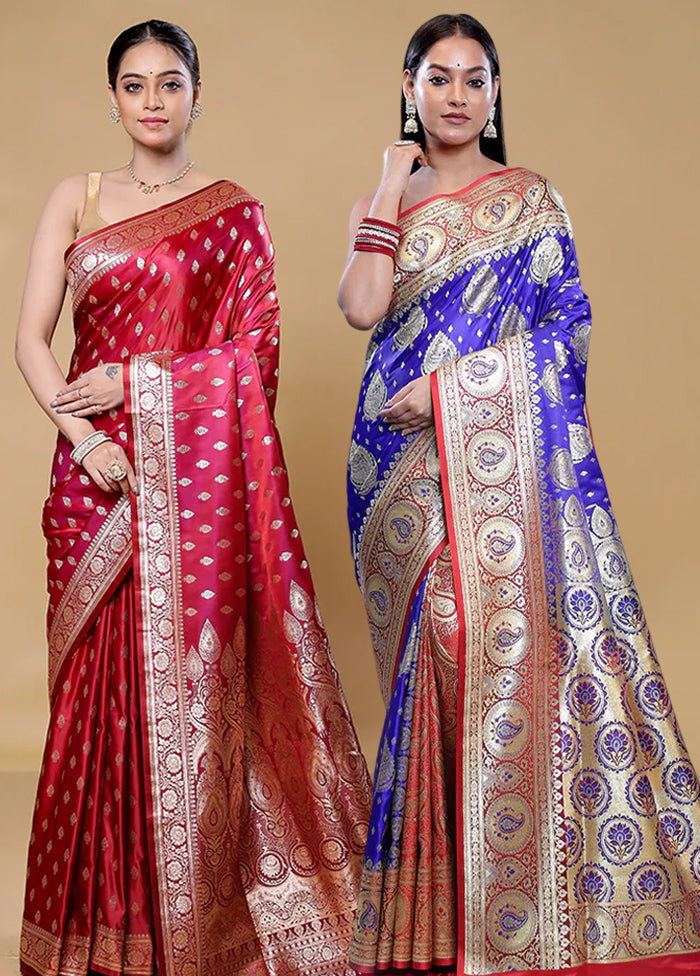 Dark Pink & Blue Banarasi Duo Combo