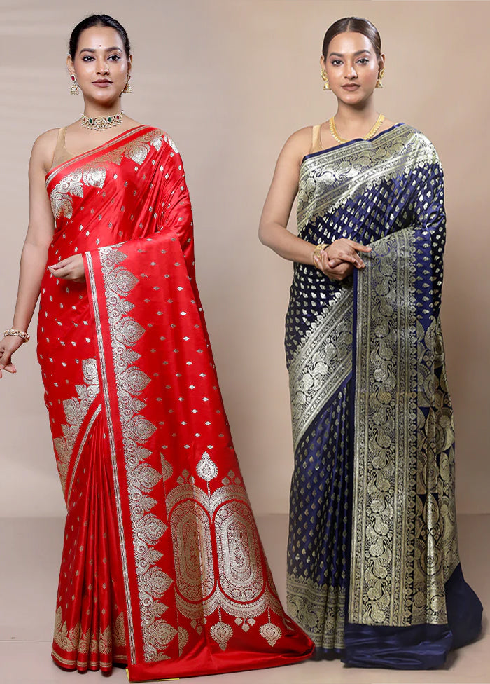 Red & Blue Banarasi Duo Combo