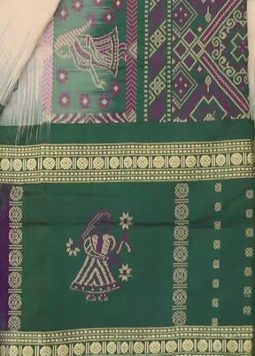 Cream Handloom Bomkai Pure Silk Saree With Blouse Piece