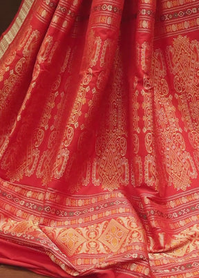 Cream Handloom Bomkai Pure Silk Saree With Blouse Piece