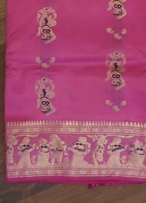 Pink Handloom Baluchari Pure Silk Saree With Blouse Piece