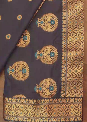 Purple Assam Silk Saree With Blouse Piece
