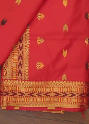 Orange Assam Silk Saree With Blouse Piece