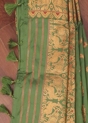 Green Assam Silk Saree With Blouse Piece