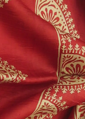 Yellow Printed Pure Silk Saree Without Blouse Piece